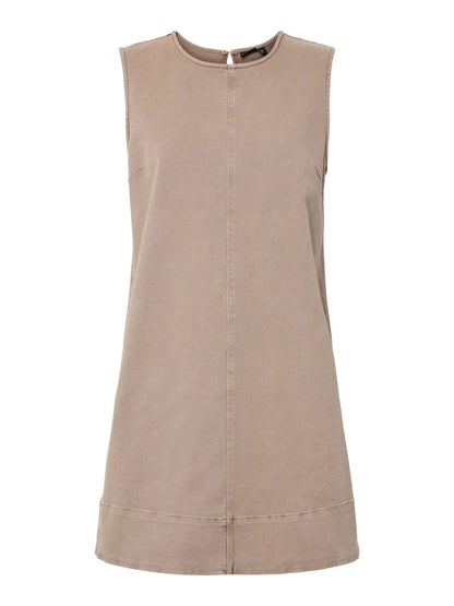 PCSALUME SL SHORT DENIM DRESS - Taupe Gray