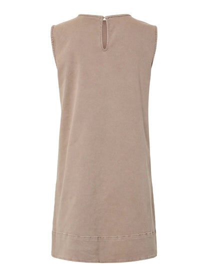 PCSALUME SL SHORT DENIM DRESS - Taupe Gray
