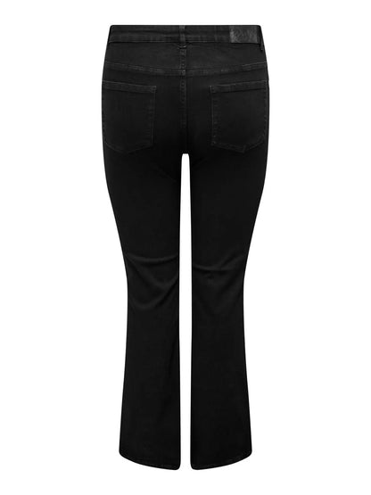 bagpå sorte jeans ONLY Carmakoma CARWILLY Flared Jeans Black Denim