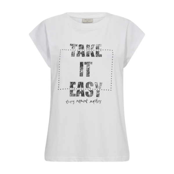 Freequent Brilliant White w. Black T-SHIRT | FQFENJAL-TEE