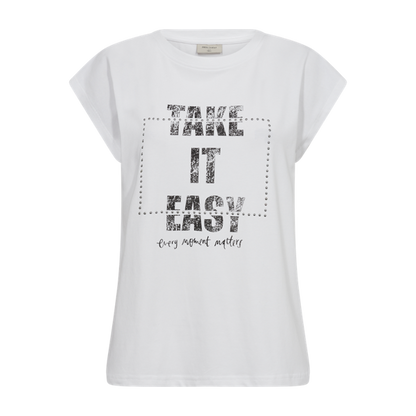 Freequent Brilliant White w. Black T-SHIRT | FQFENJAL-TEE