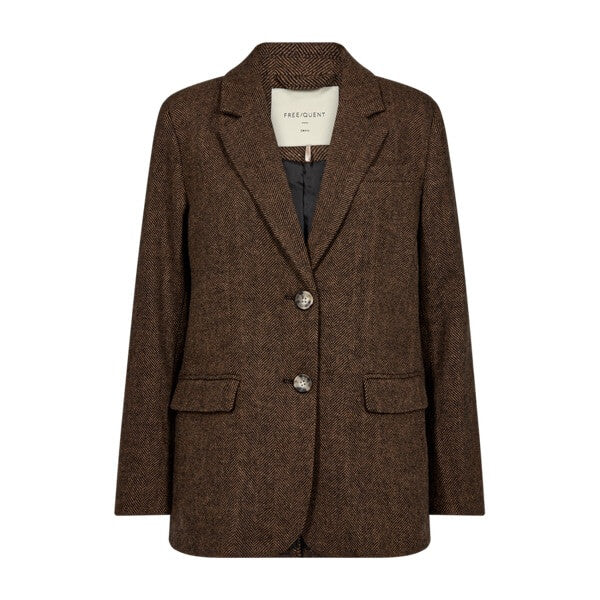 brun blazer med knaplukning. Freequent FQZANGO-JACKET Coffee Bean w. Black