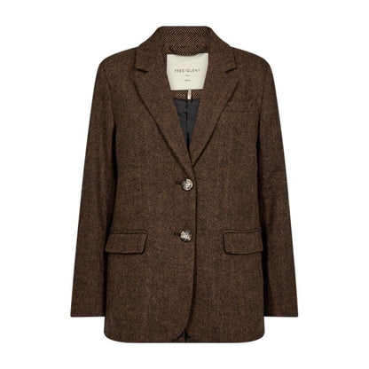 brun blazer med knaplukning. Freequent FQZANGO-JACKET Coffee Bean w. Black