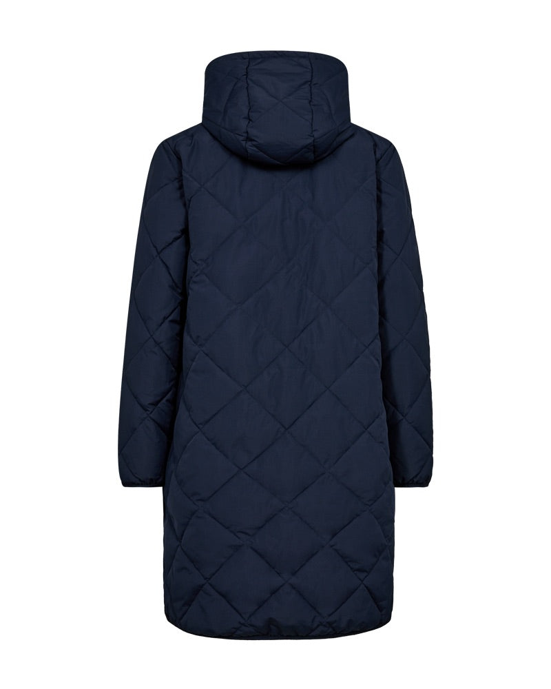 ryggen af navy blå vinterjakke med hætte og lynlås Freequent FQSIGNA-JA-ZIP Navy Blazer