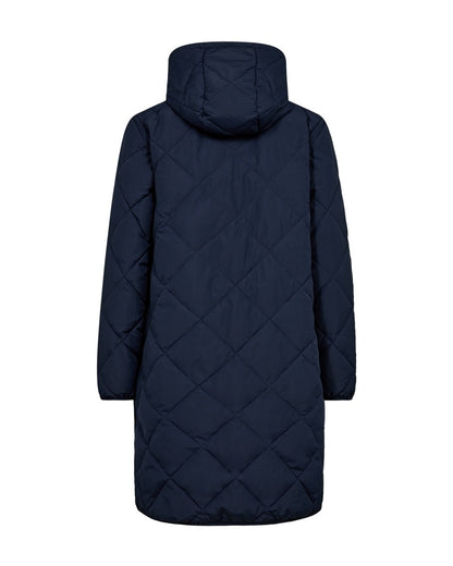 ryggen af navy blå vinterjakke med hætte og lynlås Freequent FQSIGNA-JA-ZIP Navy Blazer