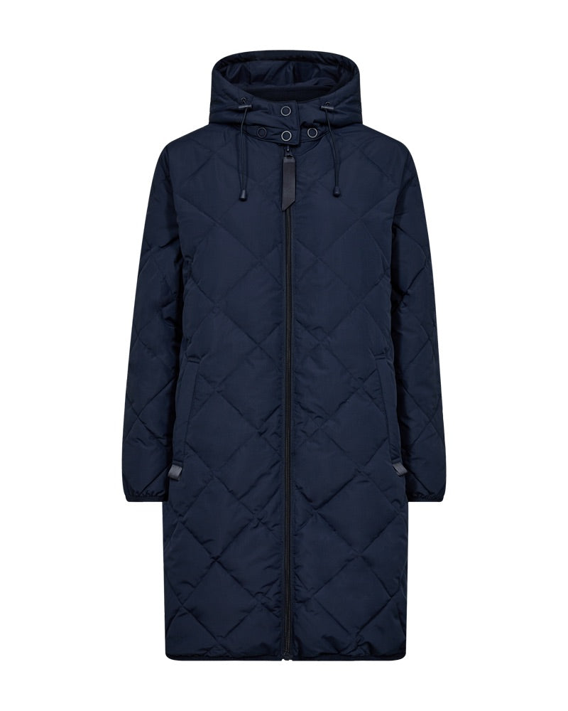 navy blå vinterjakke med hætte og lynlås Freequent FQSIGNA-JA-ZIP Navy Blazer