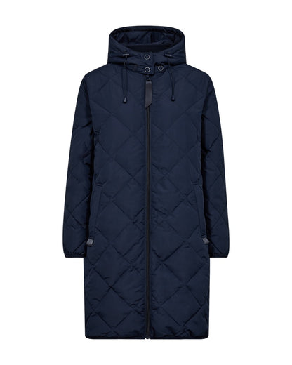 navy blå vinterjakke med hætte og lynlås Freequent FQSIGNA-JA-ZIP Navy Blazer