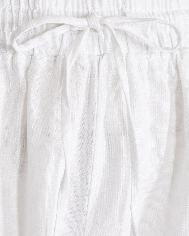 Freequent hvide hørbukser FQLAVA-ANKLE-PA Brilliant white bindebånd