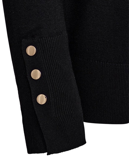 knapmanchetter sort strik med rullekrave. Freequent FQKATIE-PULLOVER Black