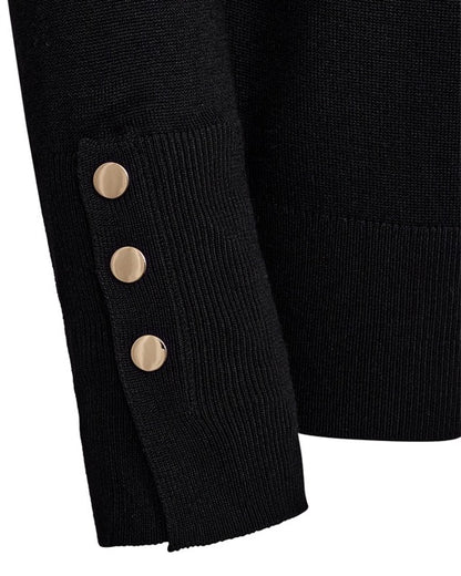 knapmanchetter sort strik med rullekrave. Freequent FQKATIE-PULLOVER Black