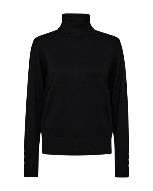 sort strik med rullekrave. Freequent FQKATIE-PULLOVER Black
