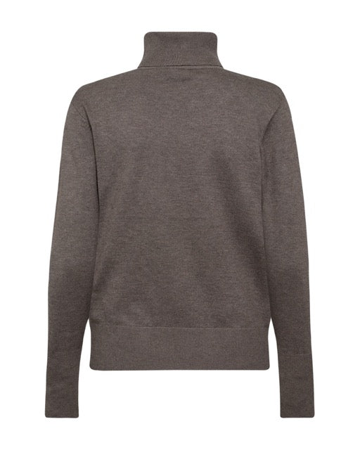 brun striktrøje med rullekrave. Freequent FQKATIE-PULLOVER Morel Melange