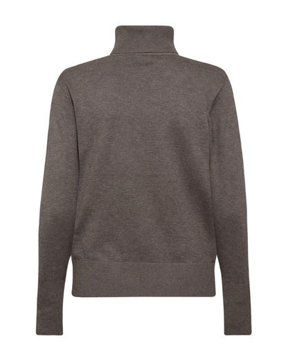 brun striktrøje med rullekrave. Freequent FQKATIE-PULLOVER Morel Melange