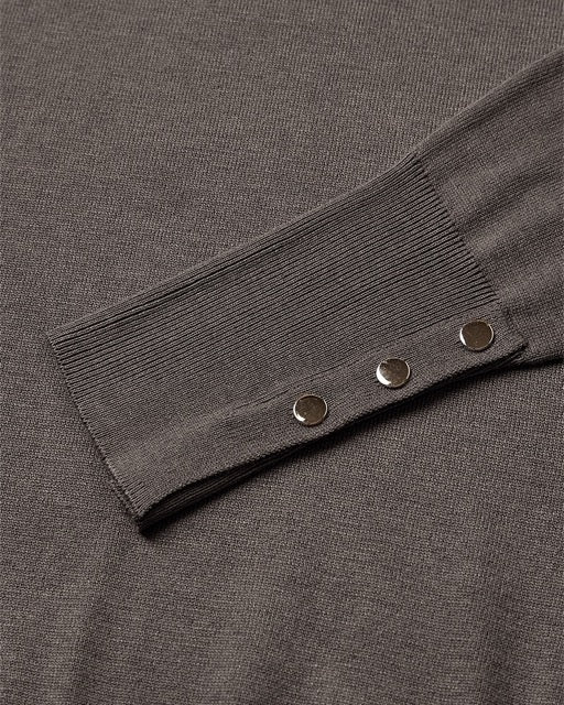 knapmanchetter på brun striktrøje med rullekrave. Freequent FQKATIE-PULLOVER Morel Melange