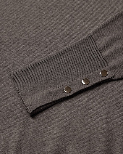 knapmanchetter på brun striktrøje med rullekrave. Freequent FQKATIE-PULLOVER Morel Melange