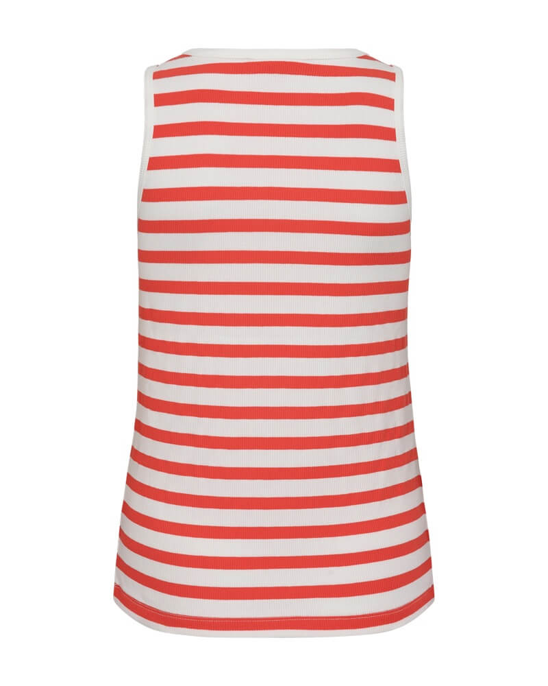 ryggen af rød stribet top Freequent FQEFFY-TOP Star Off-white w. Bittersweet