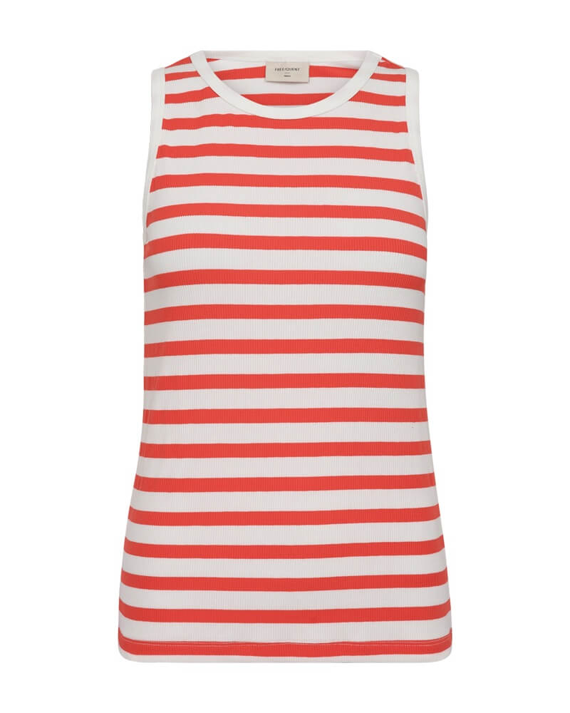 foran på rød stribet top Freequent FQEFFY-TOP Star Off-white w. Bittersweet