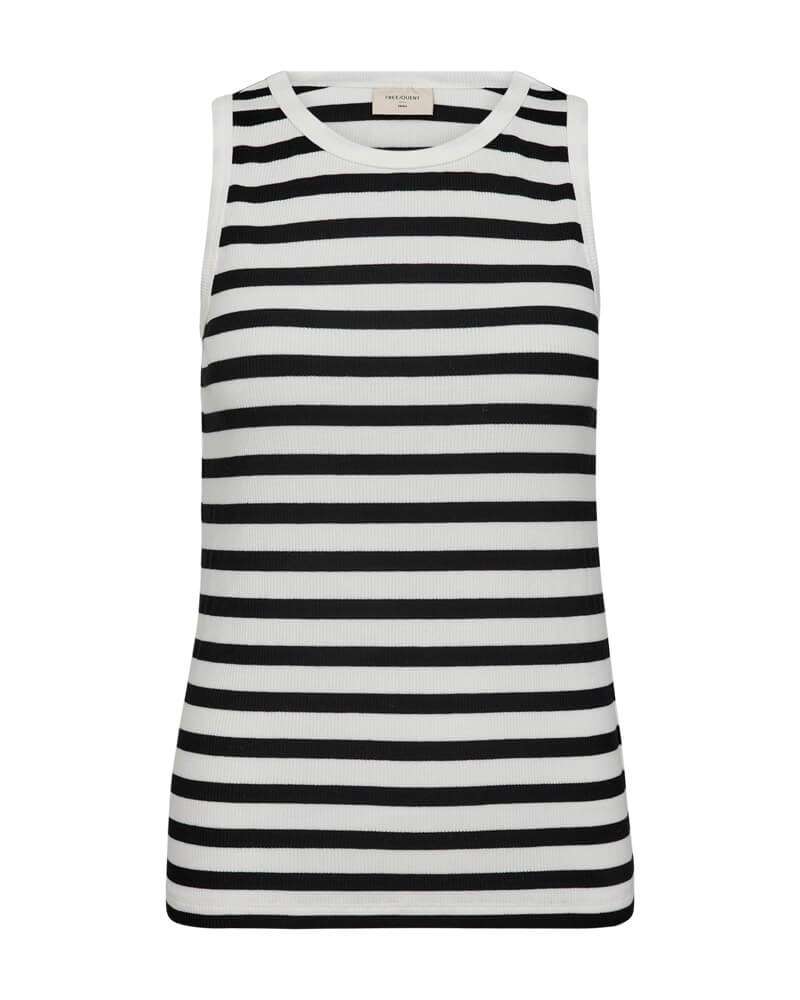 stribet top Freequent FQEFFY-TOP | Black w. Star Off-white