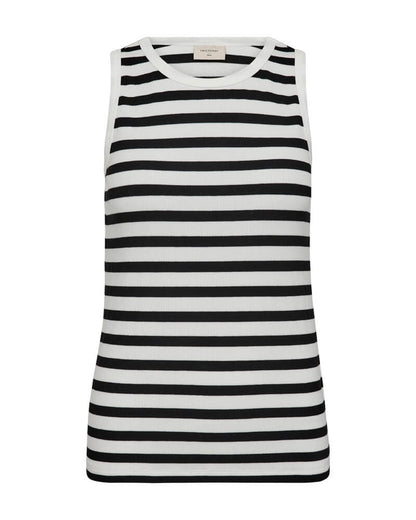 stribet top Freequent FQEFFY-TOP | Black w. Star Off-white