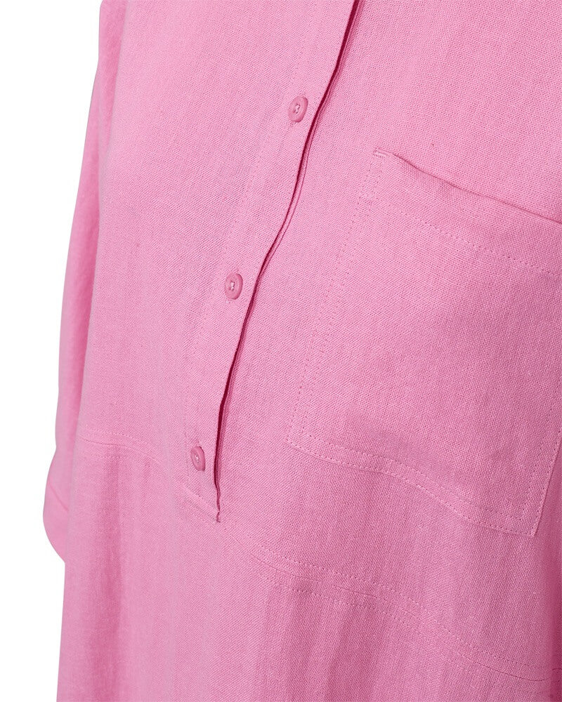 brystlomme på hørkjole Freequent Fuchsia Pink FQLALUNA-DRESS