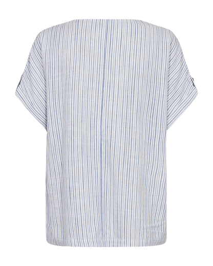 Freequent Brilliant White w. Ultramarine BLOUSE | FQLAVARA-BLOUSE