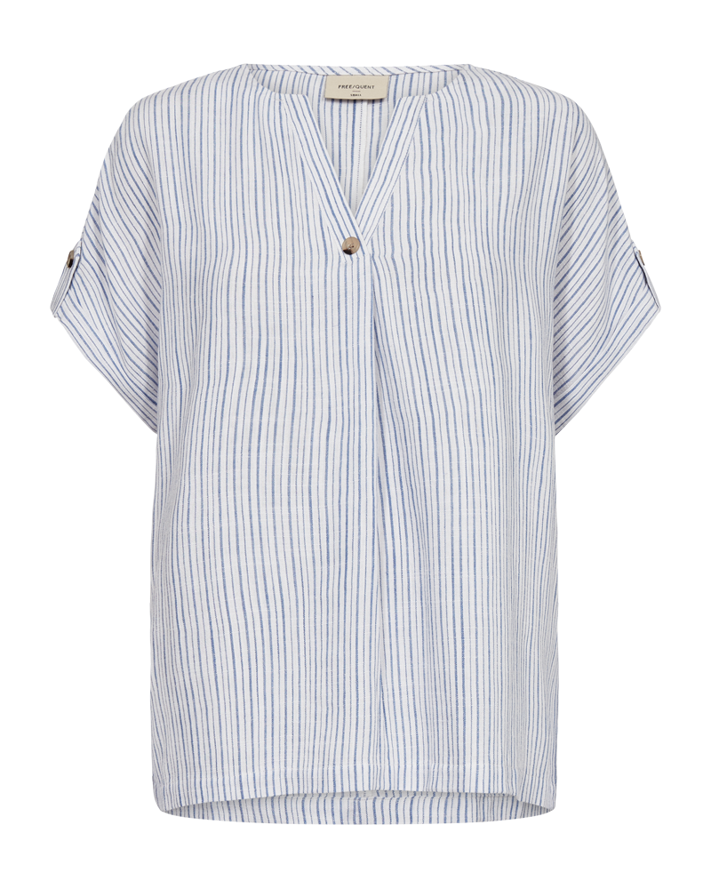 Freequent Brilliant White w. Ultramarine BLOUSE | FQLAVARA-BLOUSE