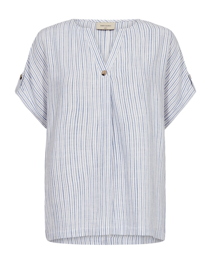 Freequent Brilliant White w. Ultramarine BLOUSE | FQLAVARA-BLOUSE