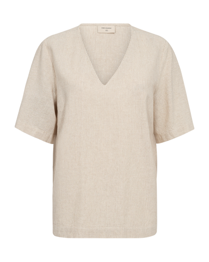 Freequent FQLAVA-BLOUSE | Simply Taupe w. Off-white