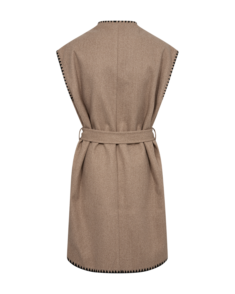 Freequent Taupe Gray Melange w. Black OUTERWEAR | FQYANNA-WAISTCOAT