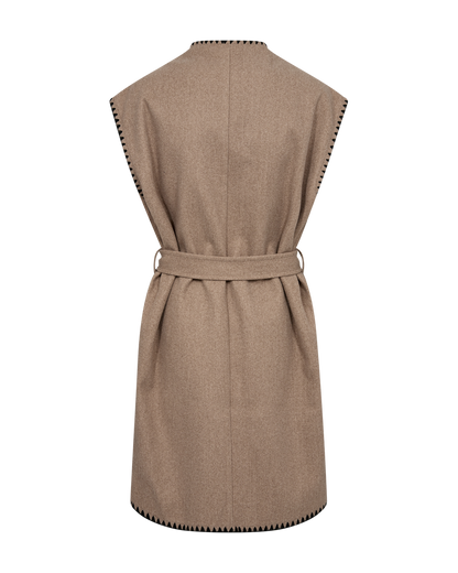 Freequent Taupe Gray Melange w. Black OUTERWEAR | FQYANNA-WAISTCOAT
