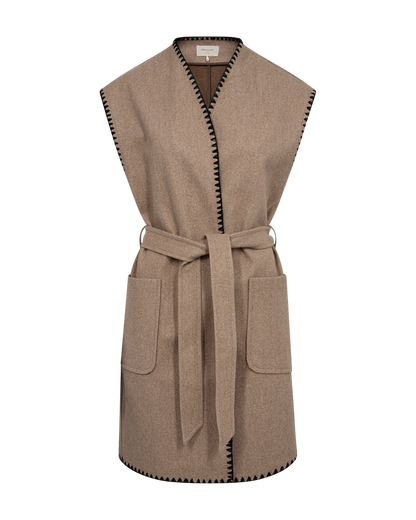 Freequent Taupe Gray Melange w. Black OUTERWEAR | FQYANNA-WAISTCOAT