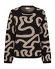 sort strik med beige mønster. Freequent FQANI-PULLOVER Black w. Simply Taupe Mlg.