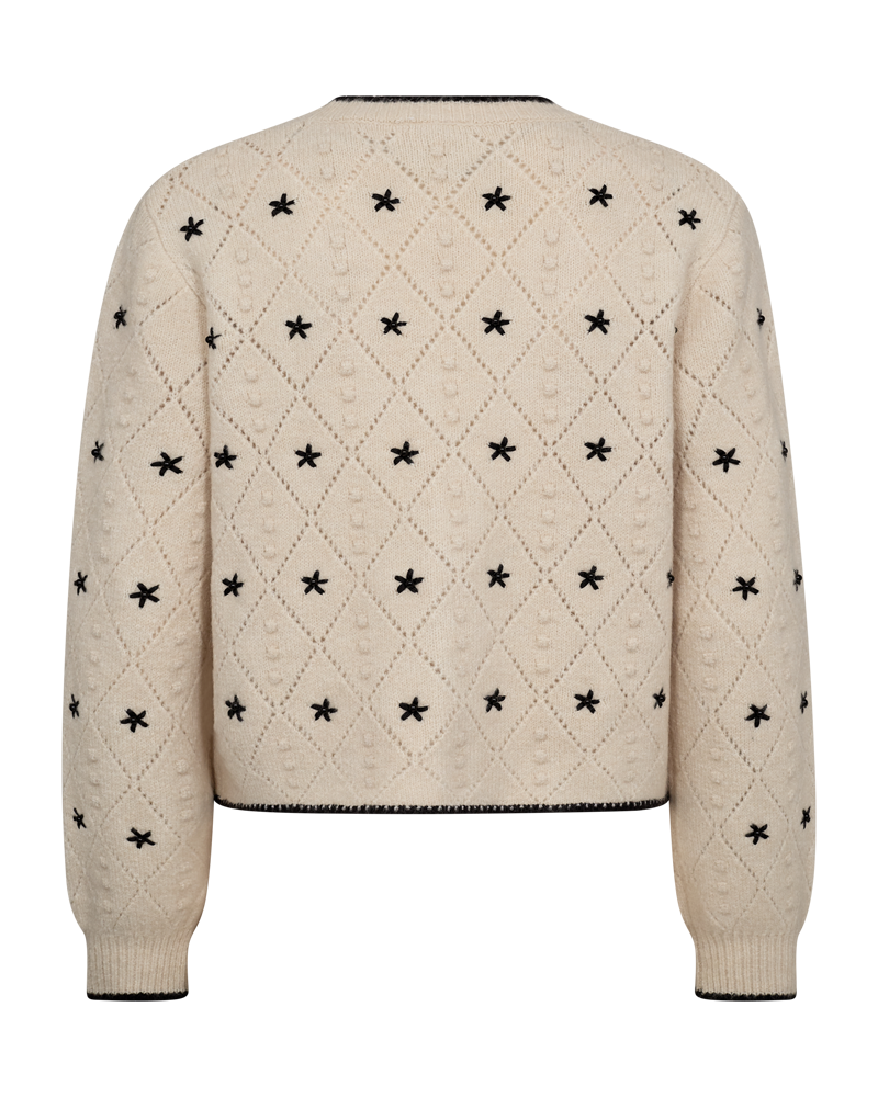 Freequent Moonbeam w. Black CARDIGAN | FQSTOKKE-CARDIGAN