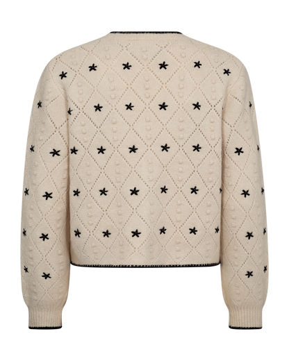 Freequent Moonbeam w. Black CARDIGAN | FQSTOKKE-CARDIGAN