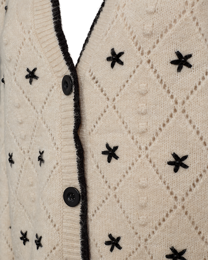 Freequent Moonbeam w. Black CARDIGAN | FQSTOKKE-CARDIGAN