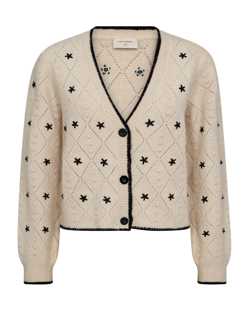 Freequent Moonbeam w. Black CARDIGAN | FQSTOKKE-CARDIGAN