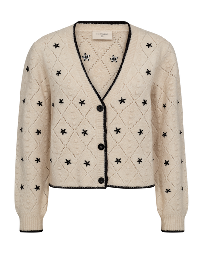 Freequent Moonbeam w. Black CARDIGAN | FQSTOKKE-CARDIGAN