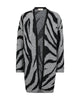 strikket cardigan med zebramønster i sort/grå. Freequent FQROMA-CARDIGAN Medium Grey Mel. w. Black