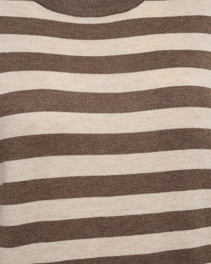 vandrette striber på kortærmet strik t-shirt Freequent FQJOEL-PULLOVER Morel w. Moonbeam