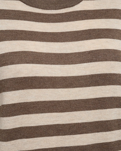 vandrette striber på kortærmet strik t-shirt Freequent FQJOEL-PULLOVER Morel w. Moonbeam