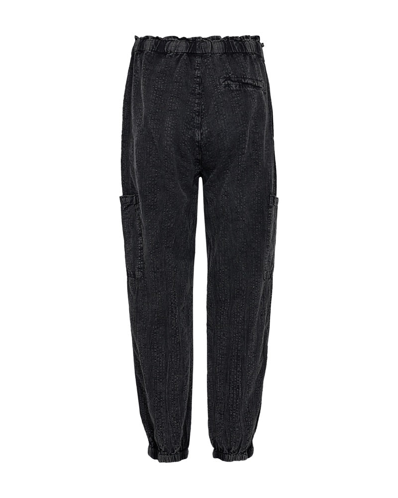 bukser med denim look og elastik i taljen og buksekant. Freequent FQDELY-PANTS Black