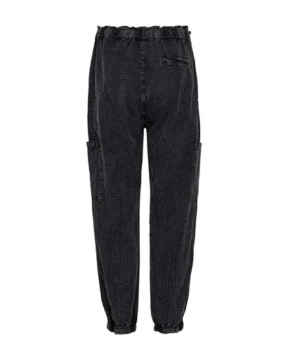 bukser med denim look og elastik i taljen og buksekant. Freequent FQDELY-PANTS Black