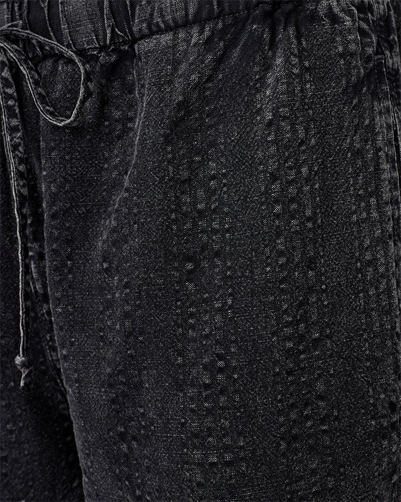 bukser med denim look og elastik i taljen og buksekant. Freequent FQDELY-PANTS Black