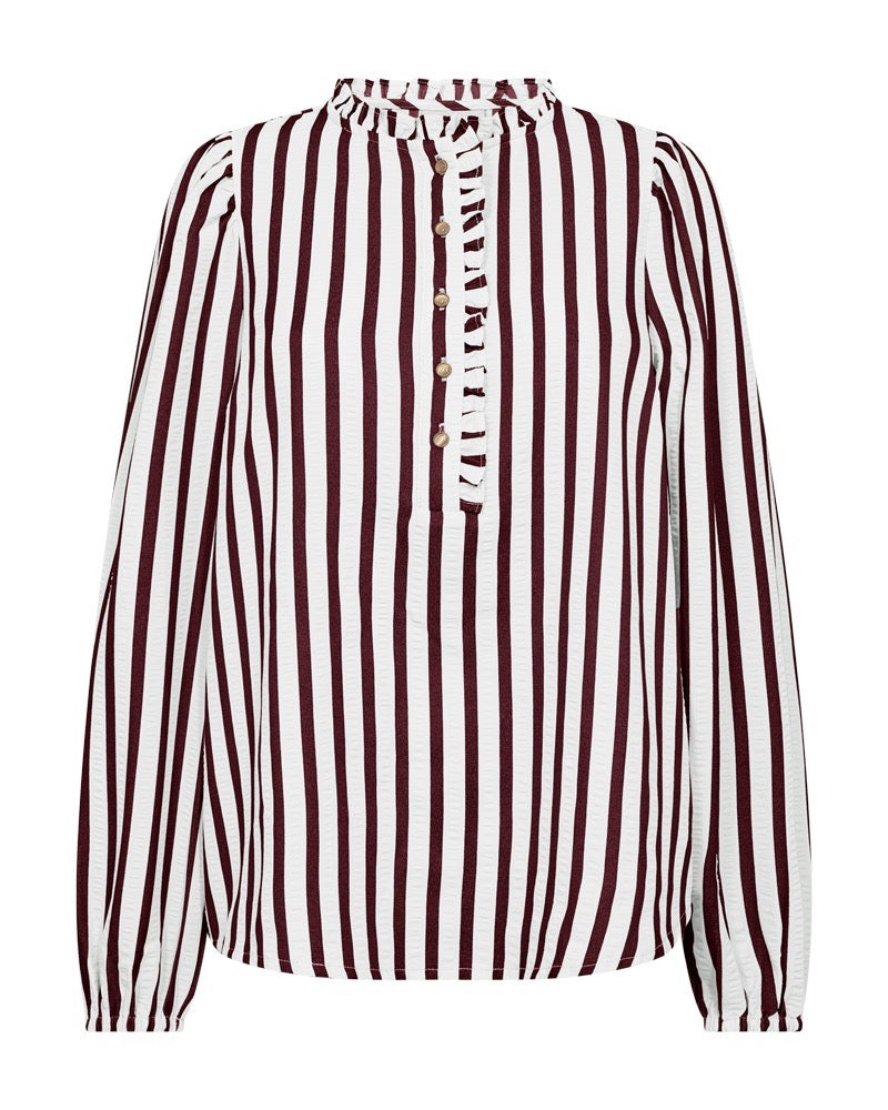 stribet skjorte i rød og hvid. Freequent FQNOTO-BLOUSE Star Off-white w. Port Royale