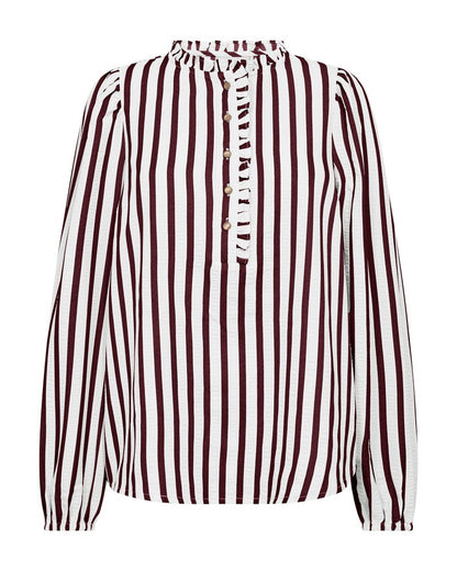 stribet skjorte i rød og hvid. Freequent FQNOTO-BLOUSE Star Off-white w. Port Royale