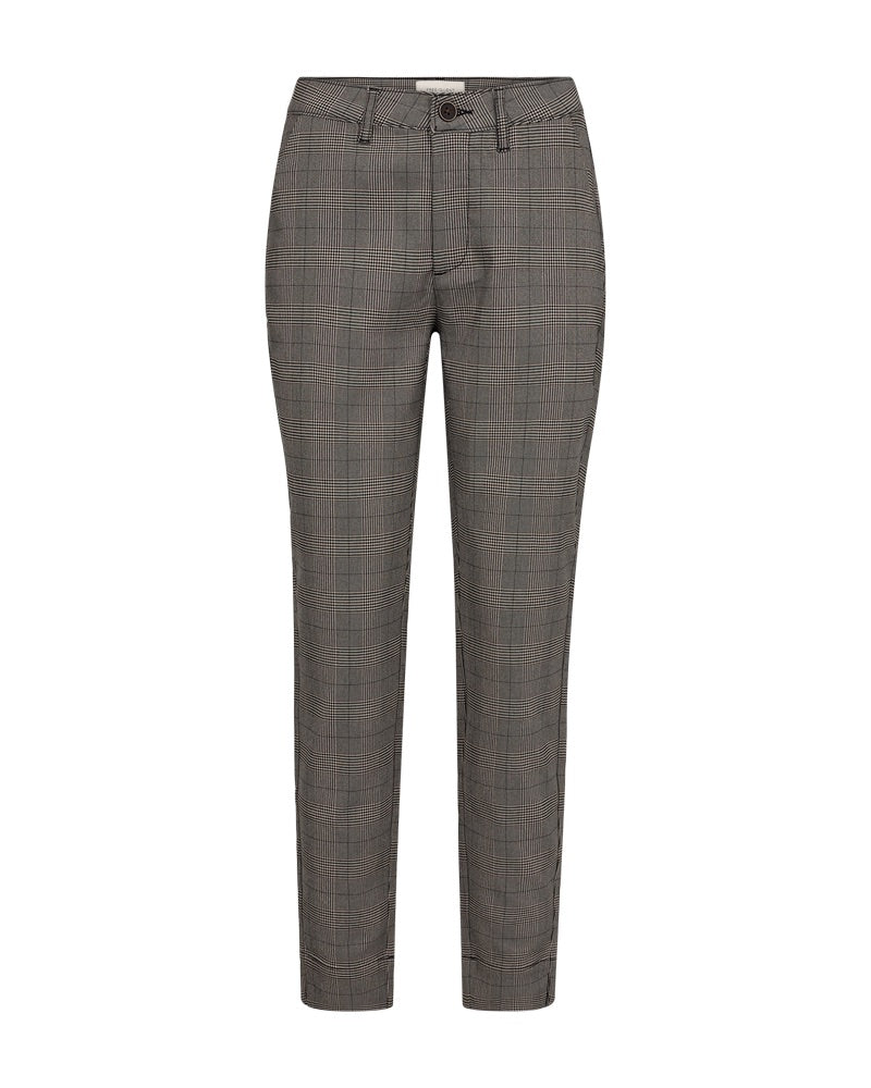 smalle grålige bukser med svagt ternet mønster. Freequent FQREX-PANTS Simply Taupe w. Black