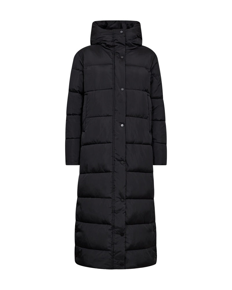 sort lang vinterjakke med hætte. Freequent FQLULA-JACKET Black