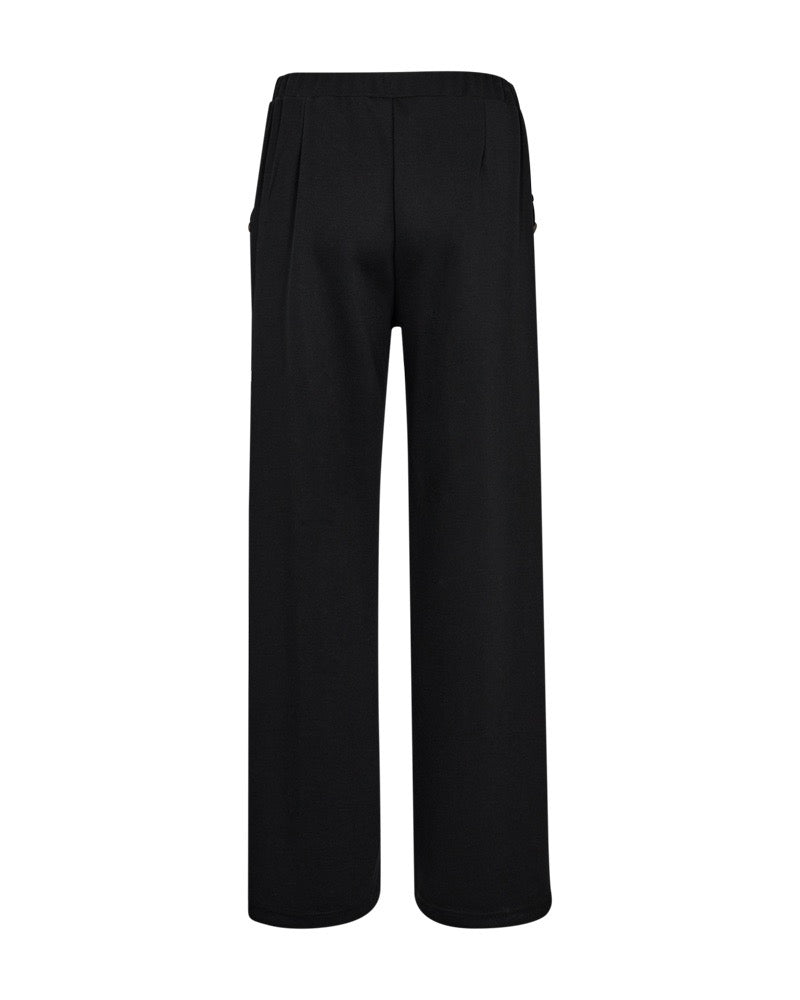 bagpå sorte bukser med elastik i taljen og pynteknapper langs sidelommerne. Freequent FQNANNI-PANTS Black