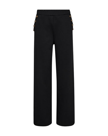 sorte bukser med elastik i taljen og pynteknapper langs sidelommerne. Freequent FQNANNI-PANTS Black