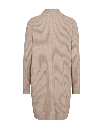 ryggen af mellemlang beige cardigan åben foran Freequent FQALONA-CARDIGAN Moonbeam